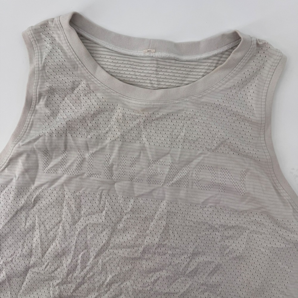 Lululemon Tank Top Women XL Light Grey Swiftly Tech Cropped Mesh Logo Tank